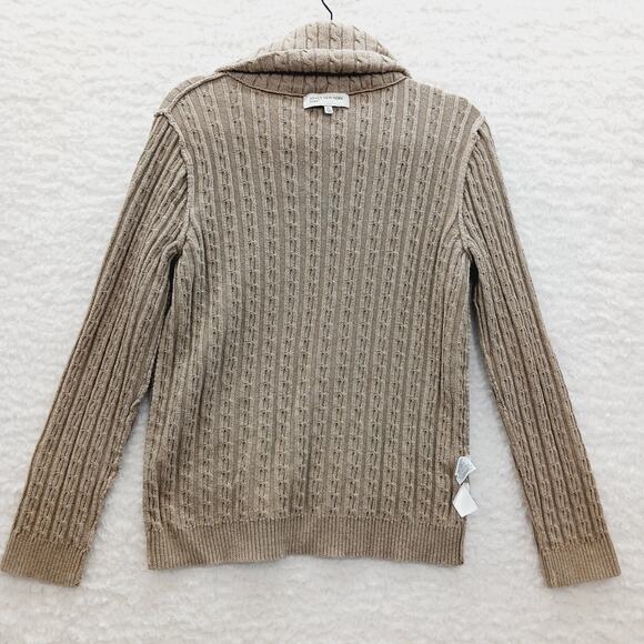 Sweater Size XL Cashmere Pullover Beige Fisherman Coastal Cowgirl Minimal Cable - Picture 11 of 14